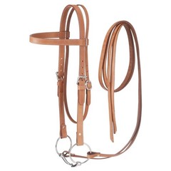 Draft Horse Western Headstall – Light Oil Leather – Browband-Snaffle Bit & Reins