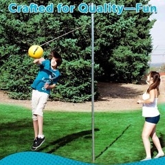 Deluxe Soft Touch Tetherball Set: Rust-Resistant Steel Poles and Pump Included