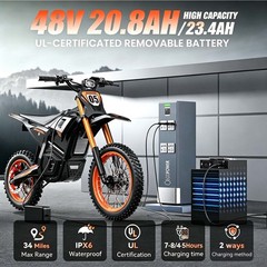 2500W Electric Motorcycle Dirt Bike Bicycle 48V 20.8AH 23.4AH All Terrain E-Bike
