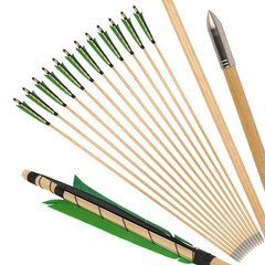 12X 32″ Wooden Arrows 5″ Turkey Feathers Fixed Arrowhead Archery Hunting Target