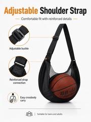 Mesh Basketball Bag Lightweight Ball Carry Bag Adjustable Shoulder Strap for Bas
