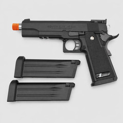Airsoft 6mm GBB Full Al Alloy Metal Pistol Semi Auto w Extra Magazine Set