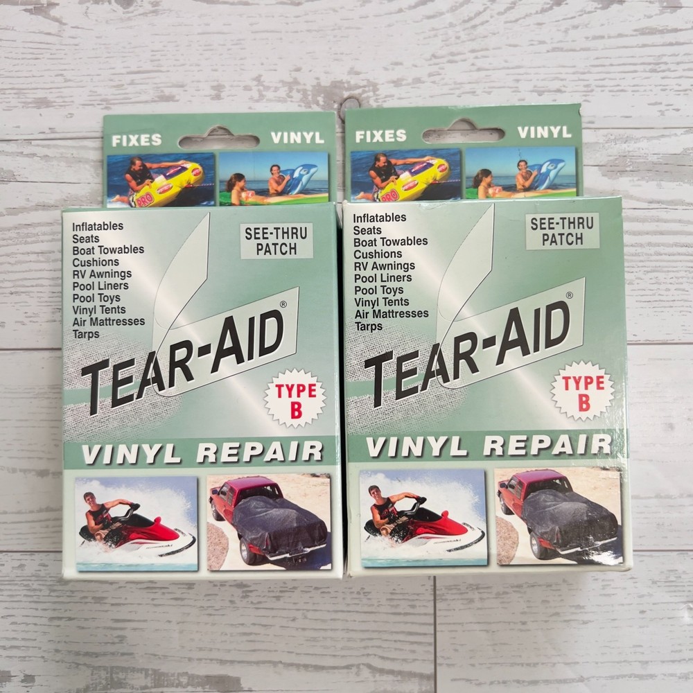 2 pk Tear-Aid Vinyl Repair Kit Type B Clear Patch for Vinyl and Vinyl-Coated