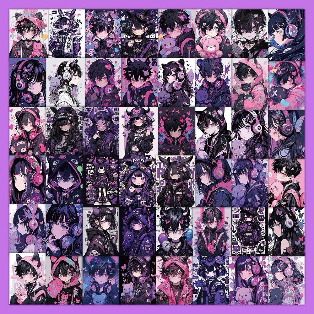 30Pcs Random Gothic Japanese Demoness Samurai Anime Girls Waterproof Stickers