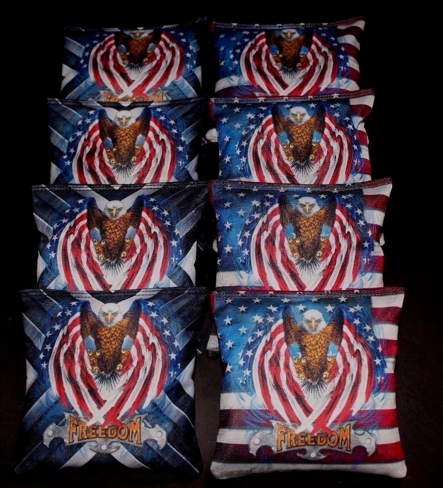 USA FLAG PATRIOTIC BALD EAGLE FREEDOM 8 ACA Regulation Custom Cornhole Bags B118
