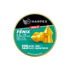 HARPEX Fenix 125 Count GOLD COATED Pointed 5.5mm .22 Caliber Airgun Pellets