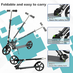 Foldable Kick Scooter 8″ Big Wheels Scooter work load 220LBS for Kids 6 up Teens