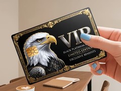 Bald Eagle Black Golden VIP Patriotic Credit Card/Debit Cover Skin Sticker