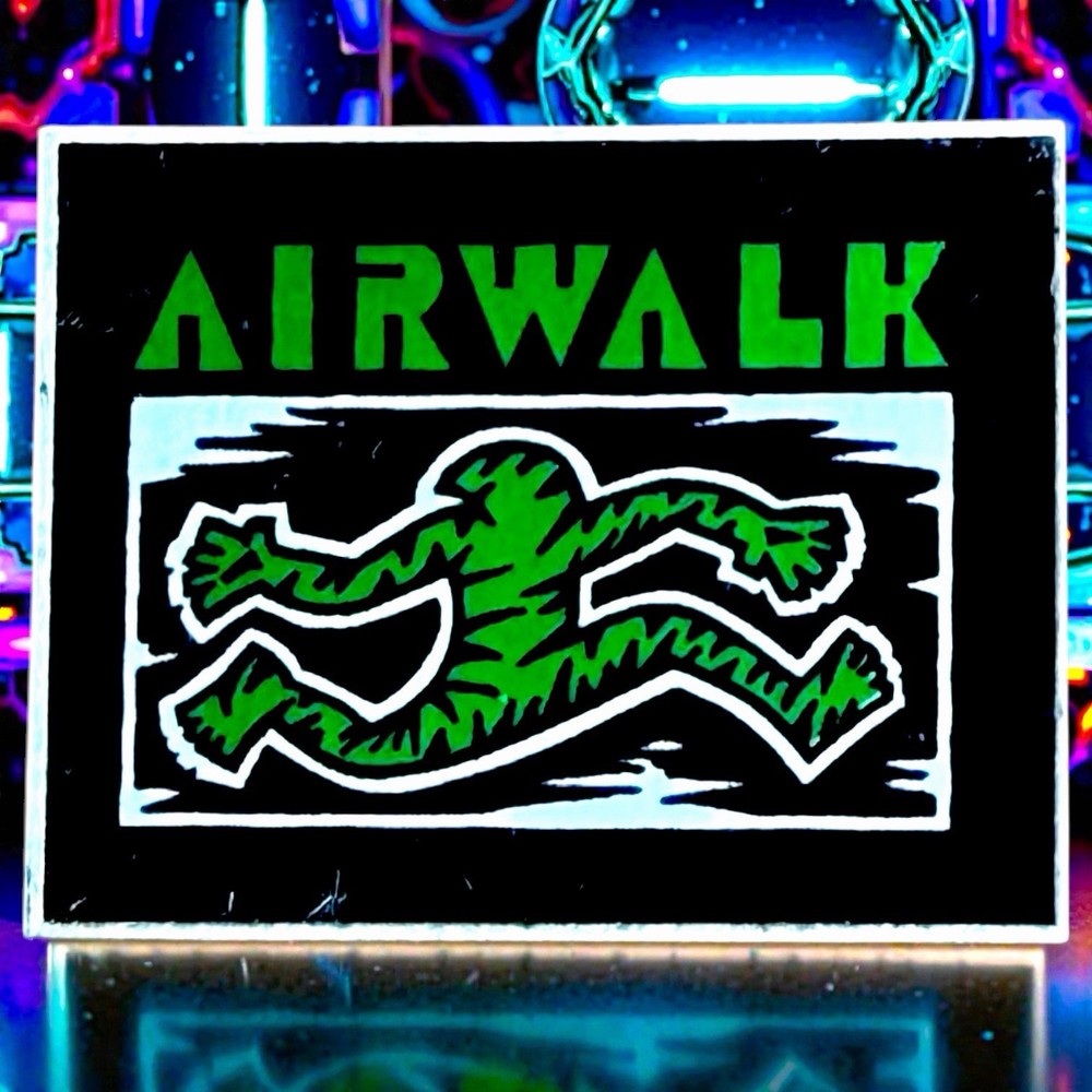 Vintage 1980’s Airwalk Logo Sticker Featuring Green «Running Man» Graphic