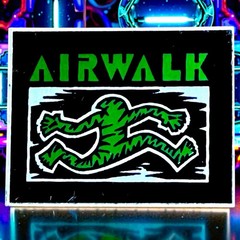 Vintage 1980’s Airwalk Logo Sticker Featuring Green «Running Man» Graphic