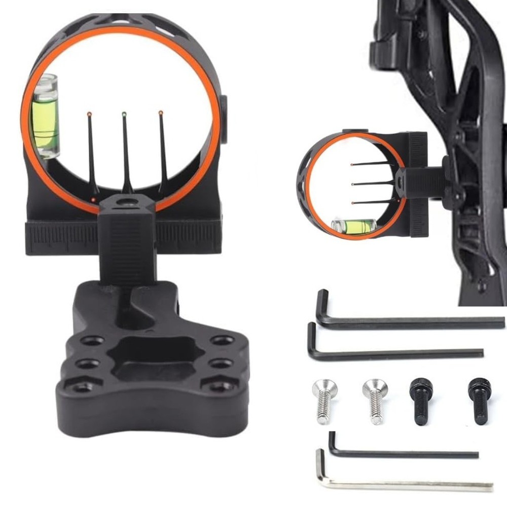 3-Pin Fiber Optics Bow Sight For Compound Bow Hunting Practice with Hi-Vis Level