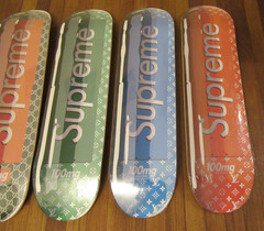 Lot of 5 – Denial Supreme Vuitton Supreme Gucci Smashup Pill Skateboard Deck New