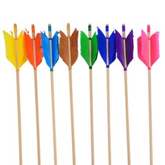 6/12PC 32″ Wooden Arrows 4″ Feathers Flu-Flu Traditional Longbow Archery Hunting