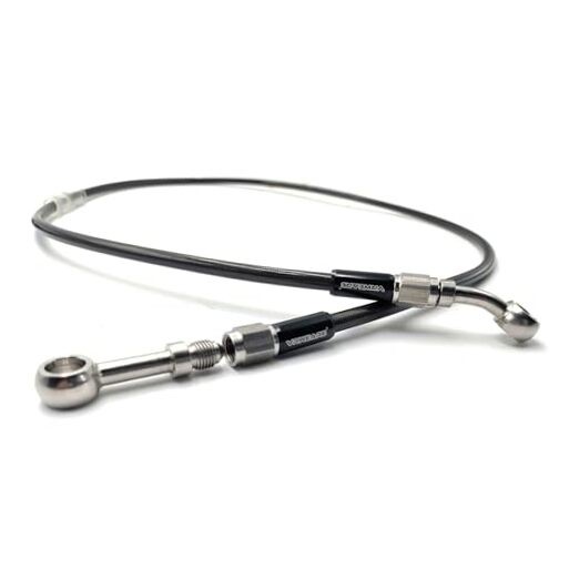 AN3 M10 Black Stainless Steel Braided Motorcycle Brake Line Oil Hose 120 cm
