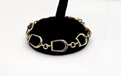 VINTAGE HEAVILY YELLOW GOLD FILLED EQUESTRIAN STIRRUP IRON LINK BRACELET