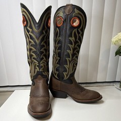 Tony Lama RR1002 Buckaroo Men’s Western cowboy Boots 10D Brown Black Leather