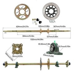 Rear Live Axle Kit,Brake, Wheels ATV Quad Go Kart Drift Trike Golf Fun Cart DIY