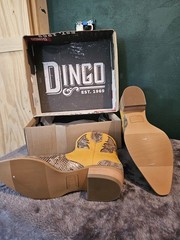 Dingo Boots Yellow Snakeskin Western Equestrian Boots Snake Print Cowboy Boots