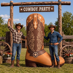 7 Ft Giant Western Boots Inflatable Party Decor Blow up Rodeo Cowboy Boots Built
