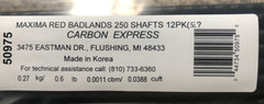 Carbon Express Arrows Maxima Red Badlands (12) Shafts 250 MPN 50975