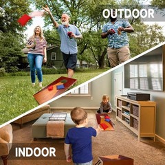 2’x1′ Portable Solid Wood Cornhole Set, Beanbag Toss Game Set for Indoor/Outdoor