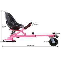 Hoverboard Go-Kart Seat Attachment, Adjustable Frame, Pink