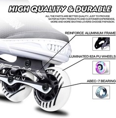 Adjustable Inline Skates for Kids and Adults with Full Light Up Wheels, Outdo…