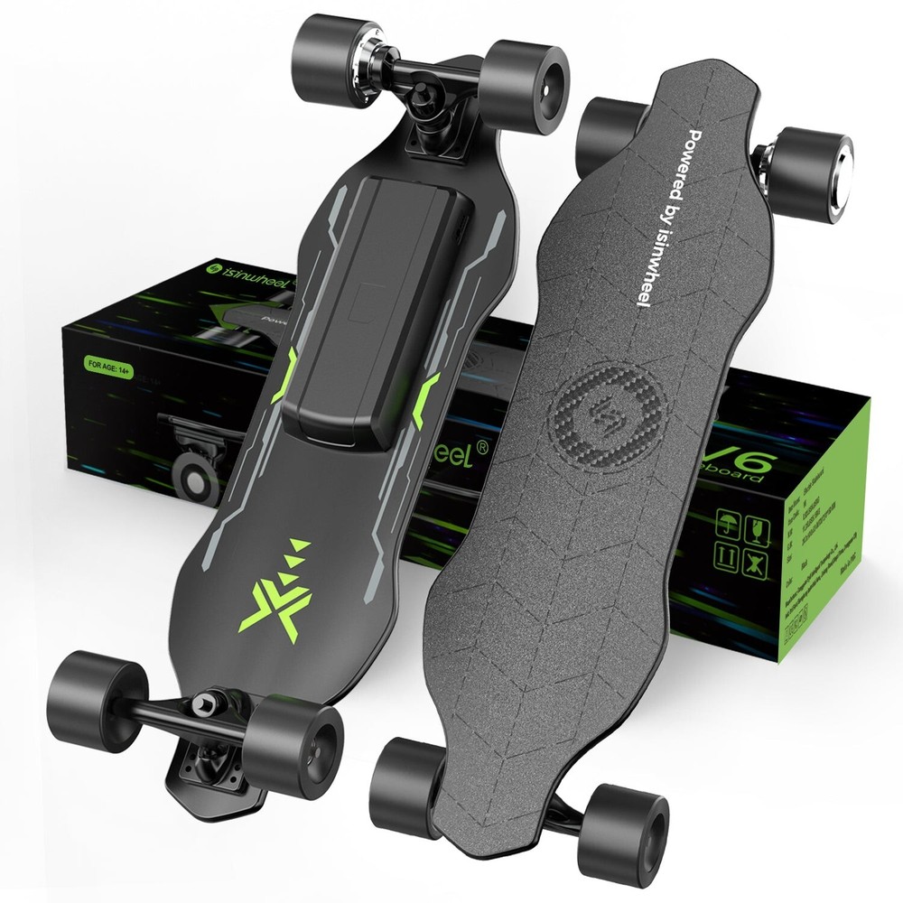 isinwheel electric skateboard 10 Miles Max Range, 12 MPH Top Speed, 264lbs max