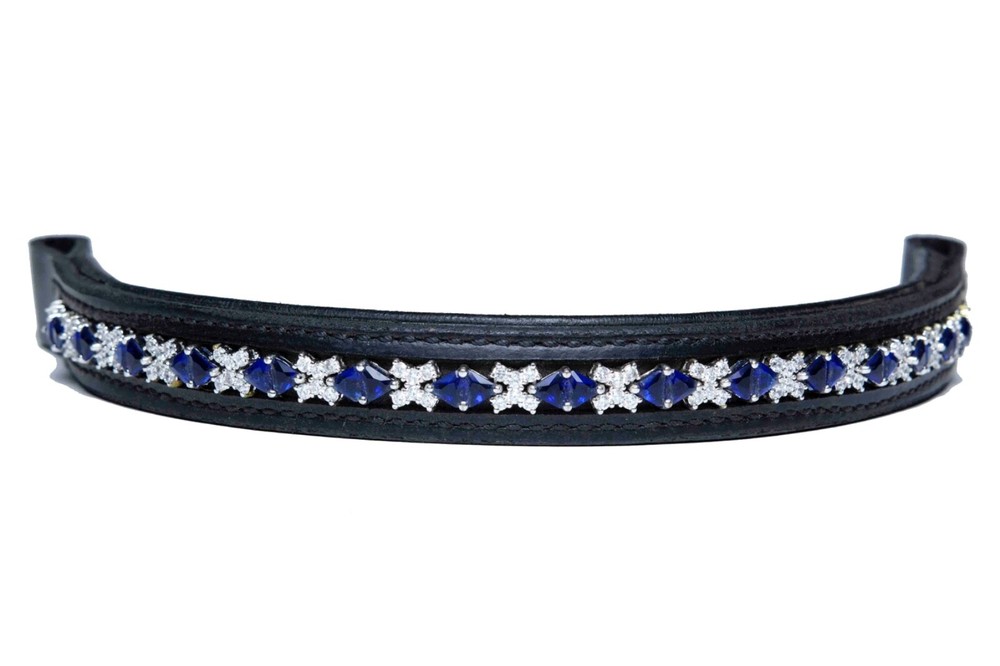 Browband People On Horses Ice Sapphire/Clear – 1 3/4″ Endloop – (2) 16″