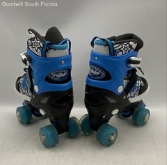 Taiker Unisex Kids Black Blue White Adjustable Four Wheeled Roller Skates 34-37