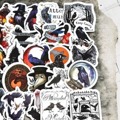 100 Pcs Gothic Raven Theme Stickers Lot For Laptops, Skateboards, Journal & More