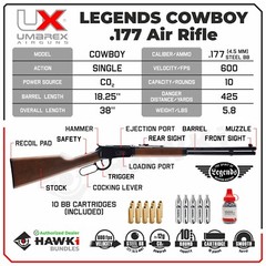 Umarex Legends Cowboy .177 Calibe Lever Action Air Rifle with CO2 and BBs Bundle