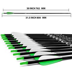 12pcs Archery Carbon Arrows 30inch SP500 For Compound Recurve Bow Hunting Target