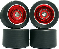 62mm Roller Skate Wheels Aluminum Alloy ABEC-9 Bearings 4 Pack Black Red