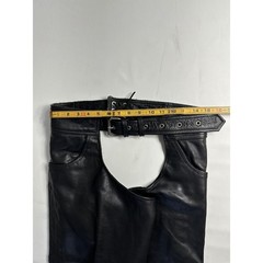 Unik Premium Vintage Sz XL Black Leather Motorcycle Chaps Biker Buckle Belt