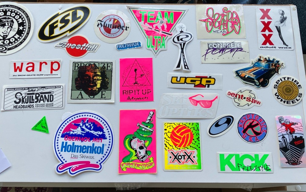 vtg 80’s 90’s Surf Skate Snowboard stickers LOT, Toxic, Spitfire, warp etc