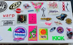 vtg 80’s 90’s Surf Skate Snowboard stickers LOT, Toxic, Spitfire, warp etc