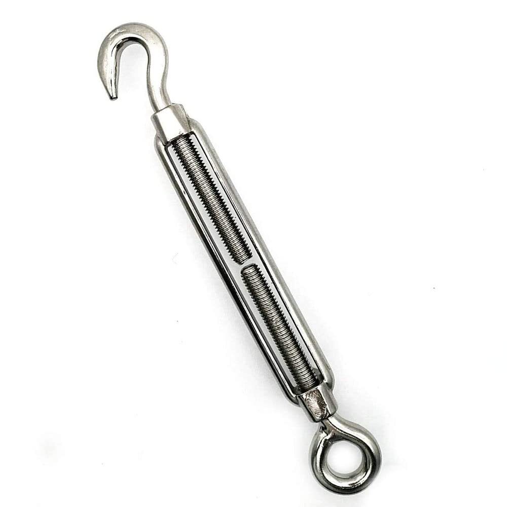 Stainless Steel 1/2 Inch Hook and Eye Heavy Duty Marine TurnbuckleSilver Tone