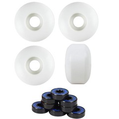 TGM Skateboards Skateboard Wheels with ABEC 7 Bearings and Spacers (White, 58mm)