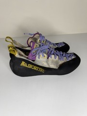 Vintage La Sportiva Rock Climbing Shoes Women’s 41.5 Gray Purple Lace Up Italy