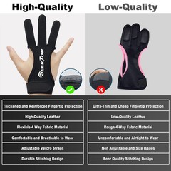 Archery Shooting Gloves Three Finger Leather Protector for Hunting Practice
