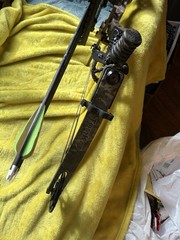 Bowtech Tomkat Compound Bow Camouflage Black with Sight , Quiver, And Arrows