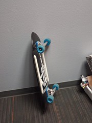Skeleton Key Complete Skateboard Black White Deck Blue Wheels Manual Power