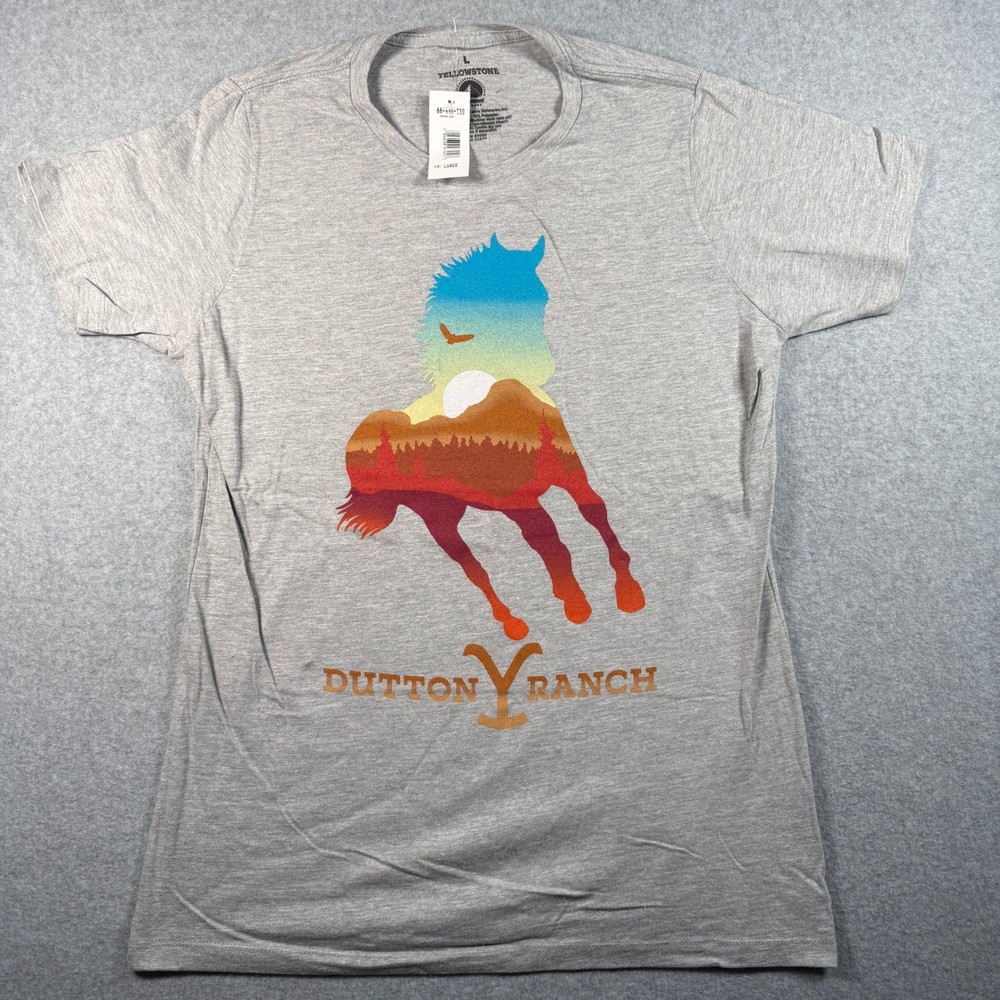 Yellowstone Dutton Ranch Horse Graphic T‑Shirt Gray Men’s L NWT Licensed