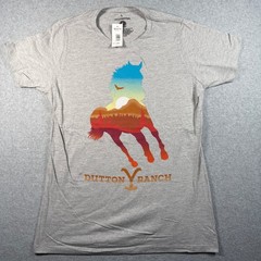 Yellowstone Dutton Ranch Horse Graphic T‑Shirt Gray Men’s L NWT Licensed