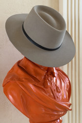 Flechet Longhorn Genuine Fur Felt Tan Cowboy Hat with Brown Leather, SMALL, Mint
