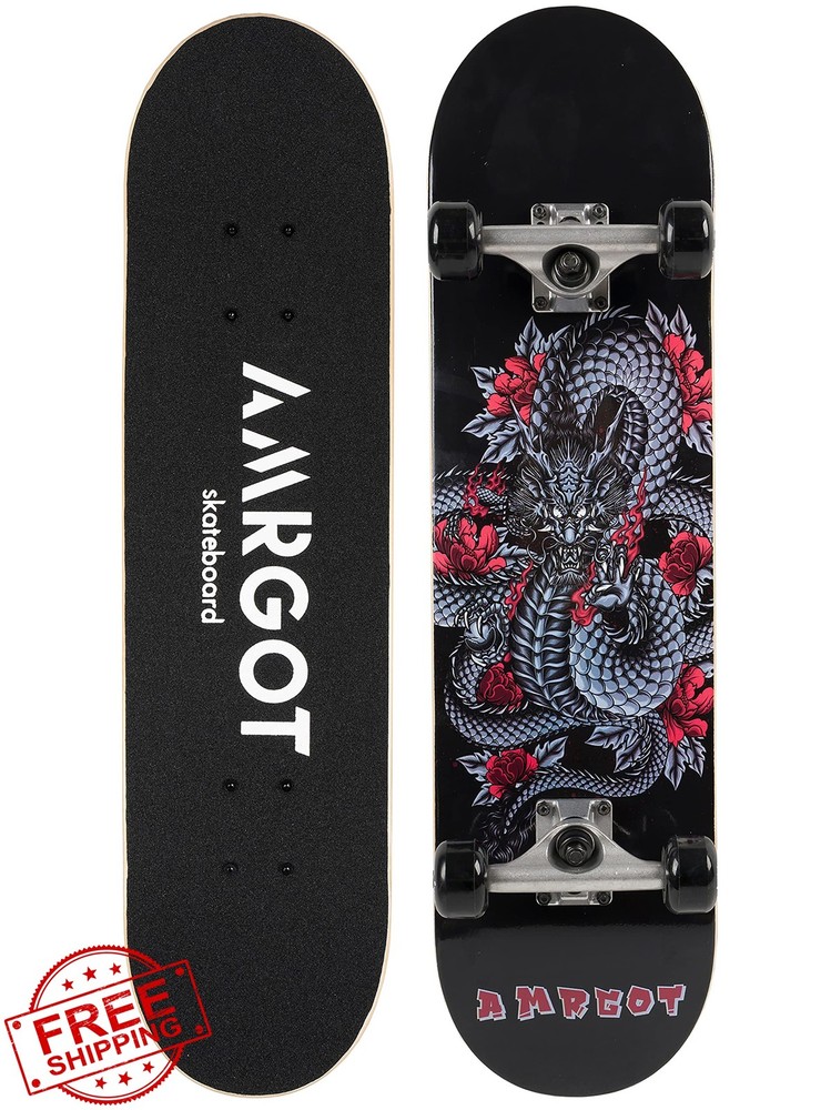 Amrgot Skateboards for Beginners,31 * 8 inches Complete Skateboards for Kids,…