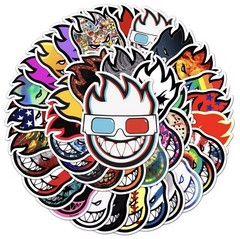 Spit Logo Fire Brand Style Stickers 50pk Mixed Flaming Fire Heads FREE SHIPPING
