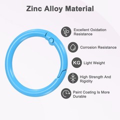 12-Pack Metal Spring O Rings, 1″ Zinc Alloy Keyring Buckle [Blue]