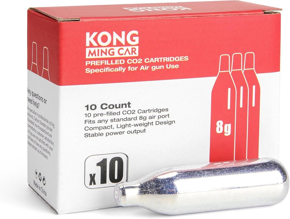 8 Gram / 12 CO2 Cartridges, Non-Threaded,High-Grade Cylinder silver
